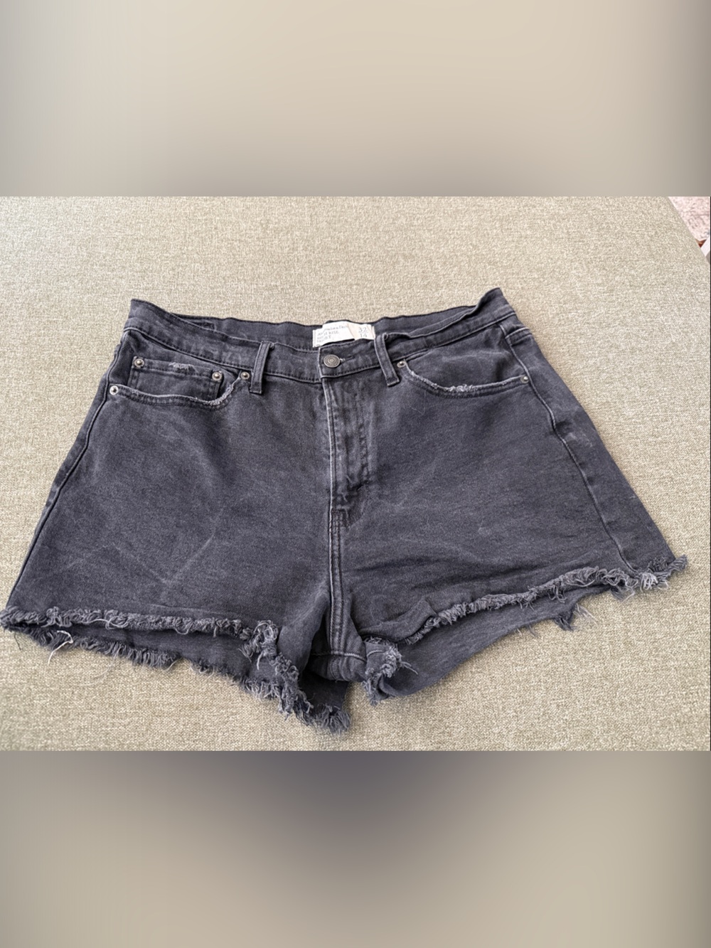 Abercrombie & Fitch Black Frayed Hem Denim Shorts